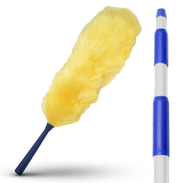 12ft telescoping extension rod with yellow magnetic duster for high ceiling cleaning