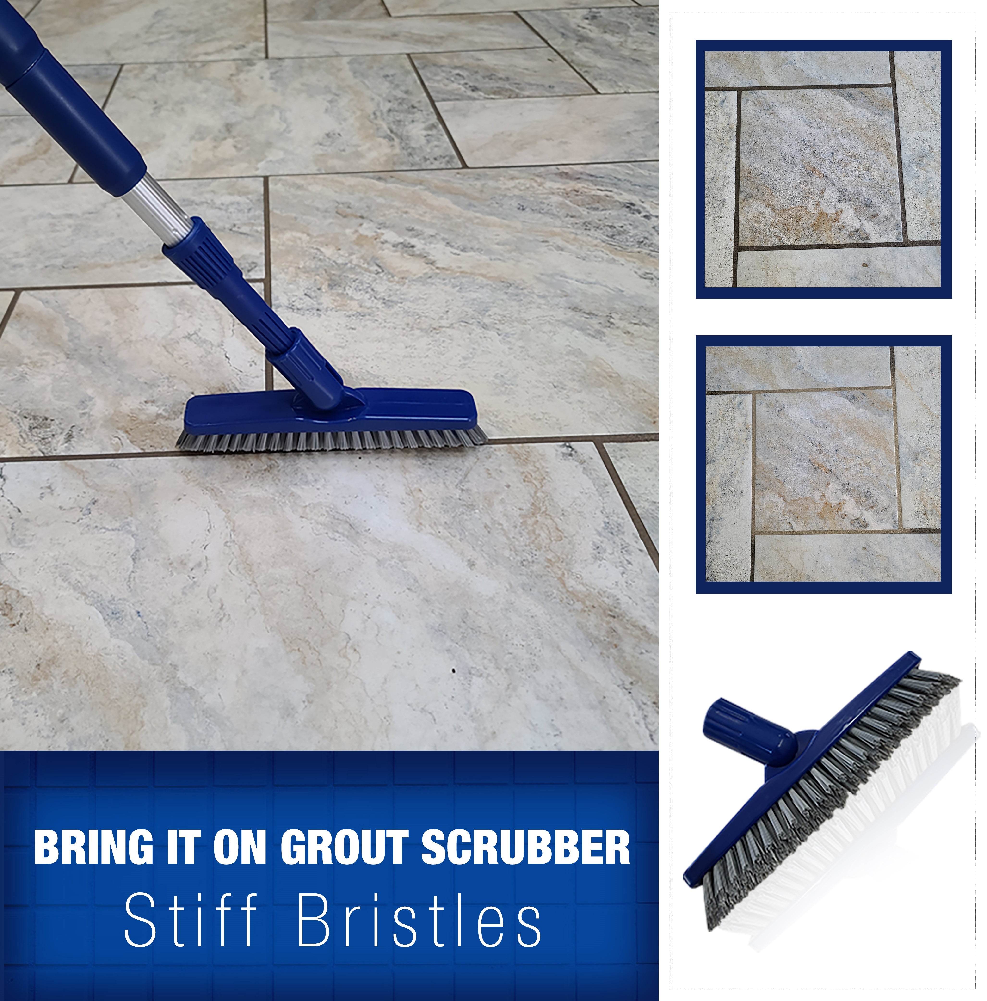 Bring It On Grout Scrub Brush Plus Ext Pole - Touch Of Oranges