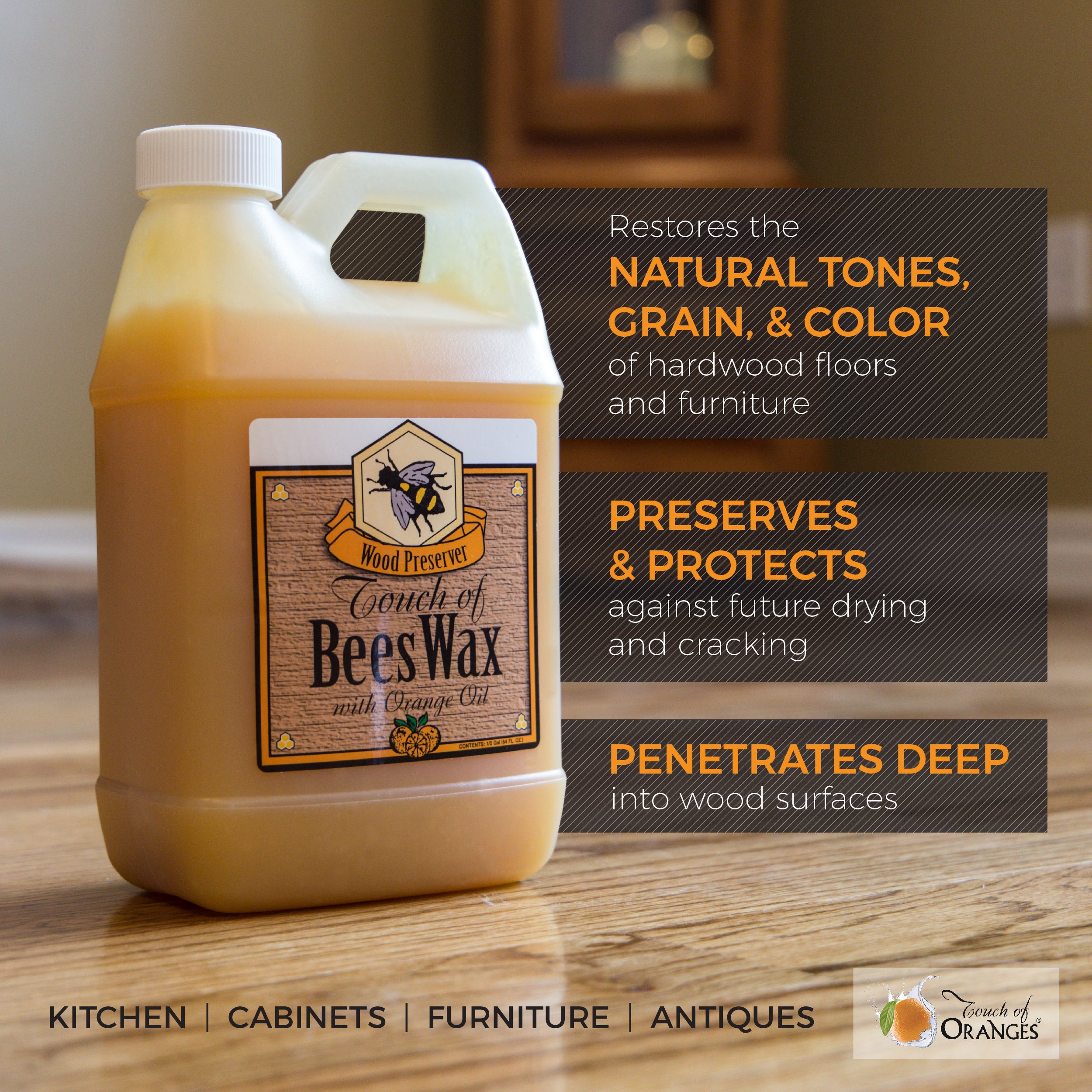 Beeswax Wood Preserver & Polish for all you Wood Surfaces - Touch Of Oranges