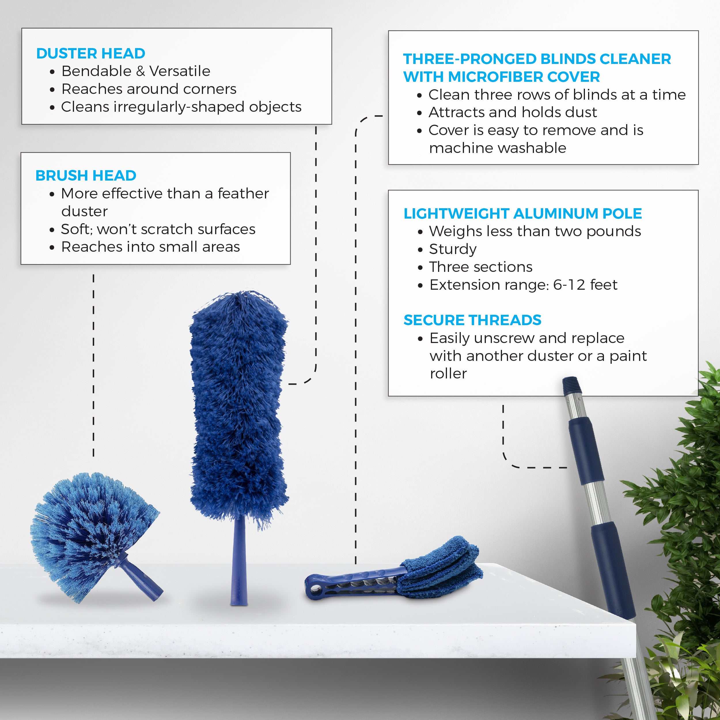 Microfiber Duster Cleaning Brush Dust Cleaner Bendable Handle Soft